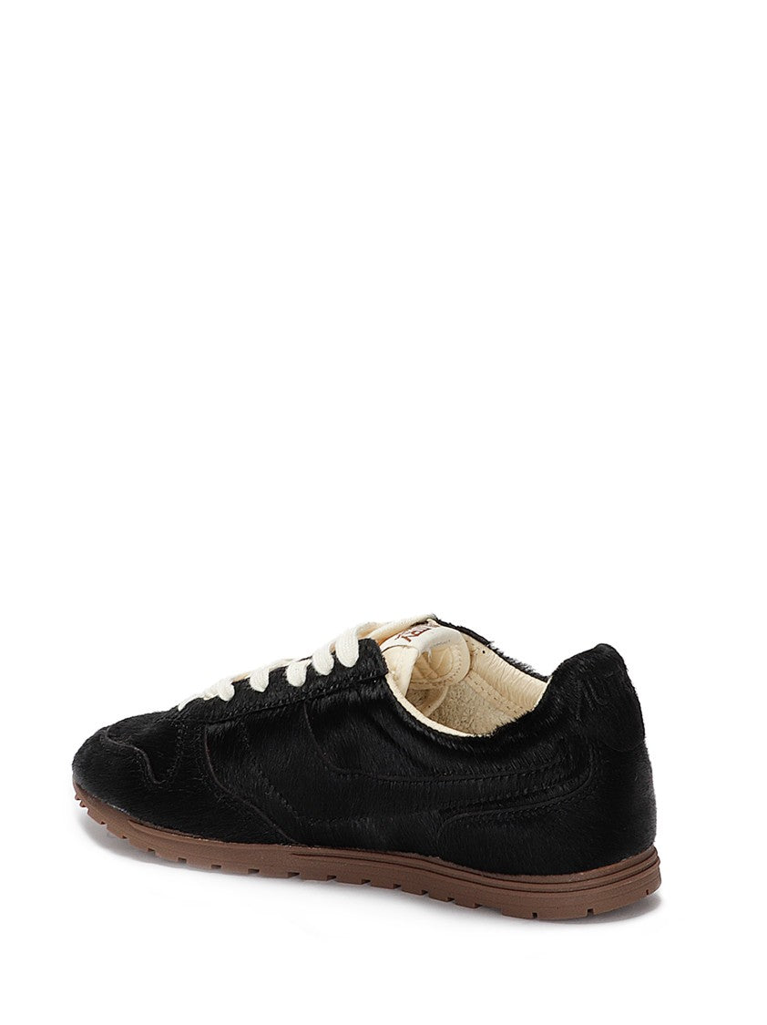 Autry Hair-On-Hide Sneakers With Beige Laces