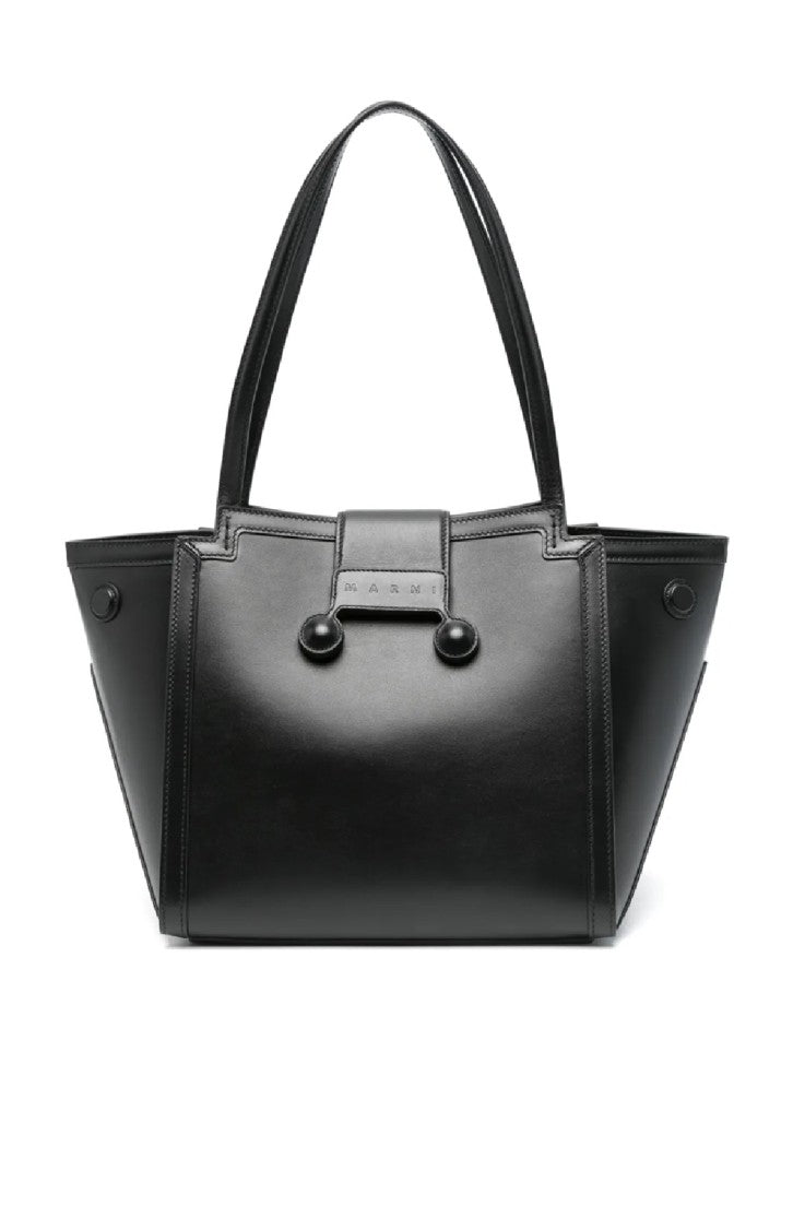 Marni Structured Black Calf Leather Handbag