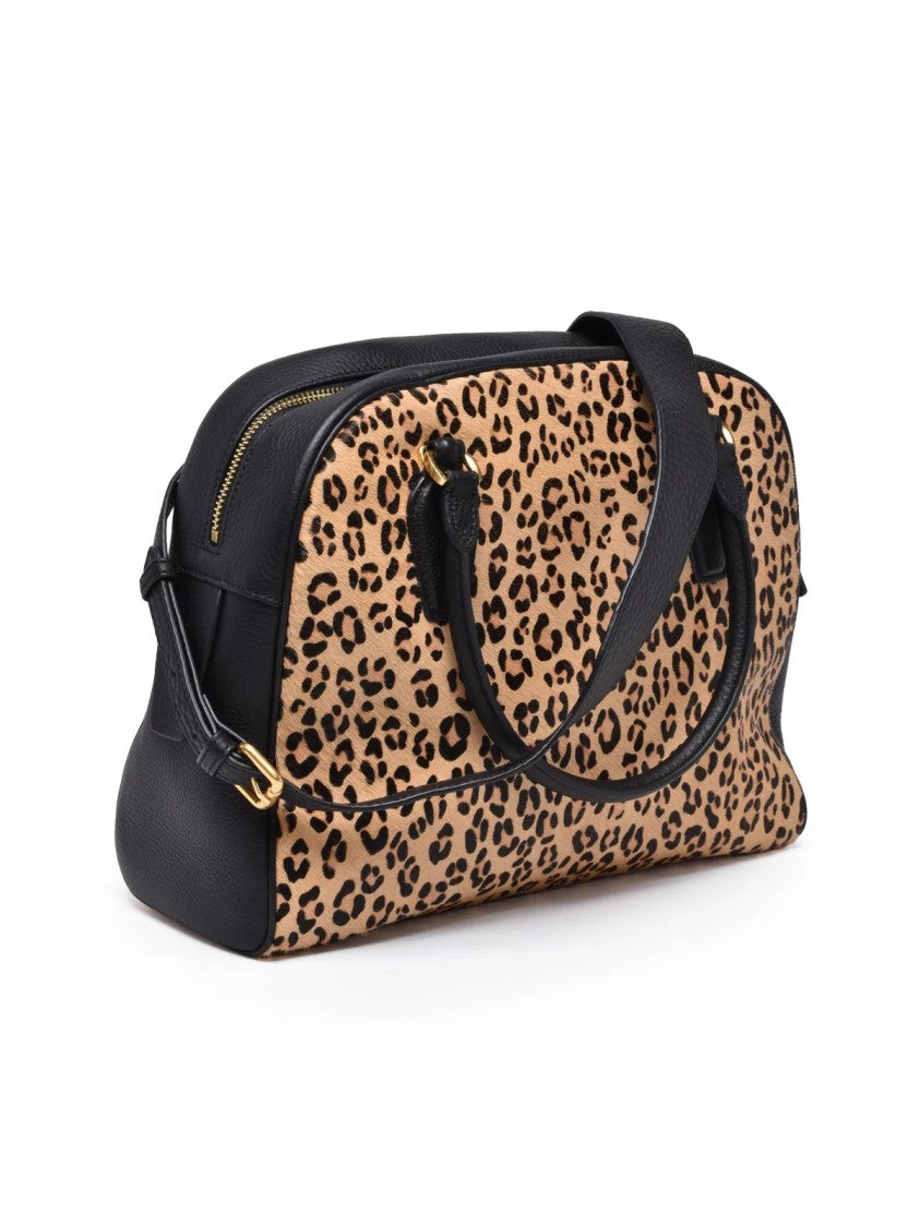 Ermanno Firenze Anita Leopard Print Leather Handbag With Versatile Carrying Options