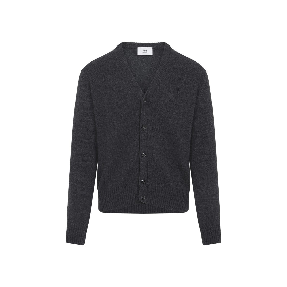 Ami Adc Anthracite Cashmere Cardigan