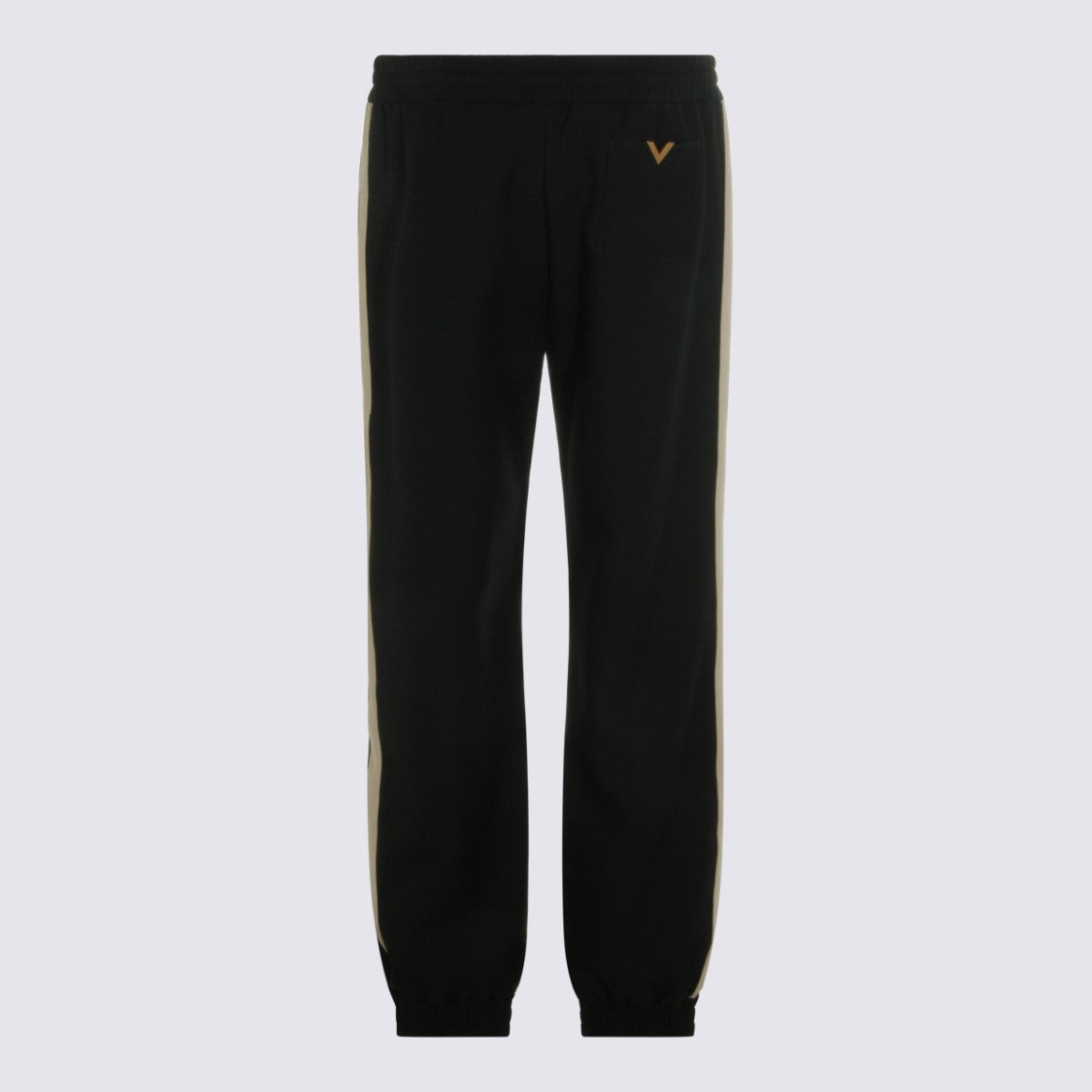 Valentino Black Trousers With Beige Side Stripes And Adjustable Fit