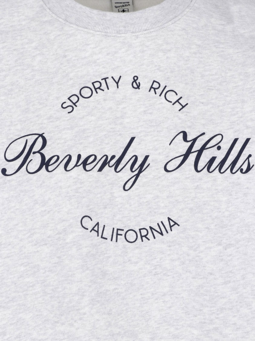 Sporty And Rich Light Grey Sweatshirt With Iconic Text Print