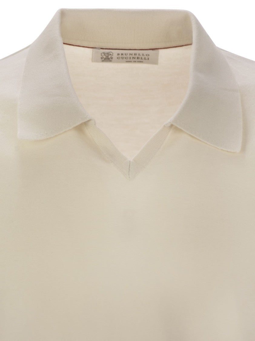 Brunello Cucinelli Cotton Polo Style Sweater