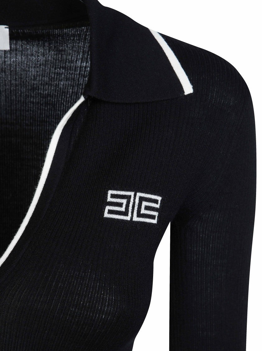 Elisabetta Franchi Ribbed Knit Wool-Blend Top