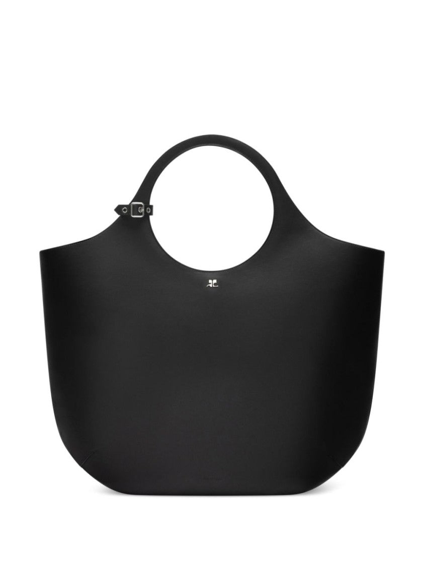 Courrèges Grained Black Calf Leather Handbag