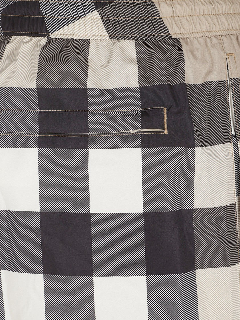 Burberry Checkered Beige And Black Shorts