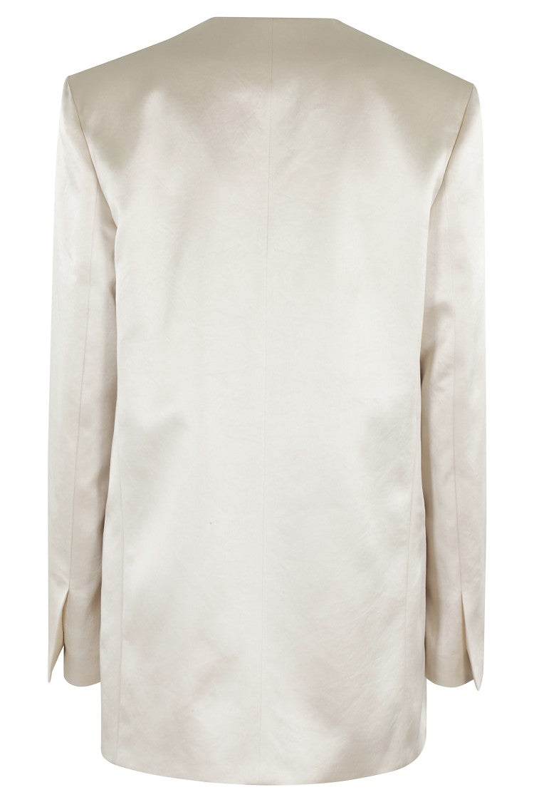 Philosophy Di Lorenzo Serafini Double-Breasted Ivory Duchess Blazer