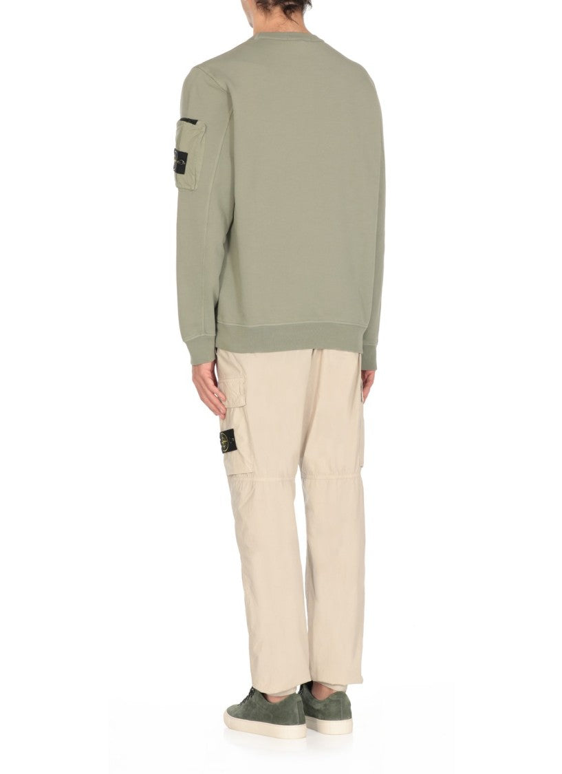 Stone Island Olive Green Long-Sleeve Sweatshirt With Utility Pocket