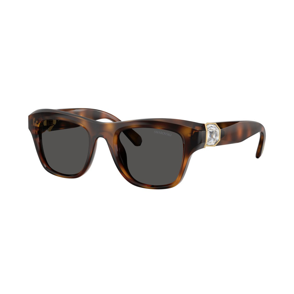 Swarovski 0Sk6056u Rectangular Tortoiseshell Sunglasses With Crystal Accents
