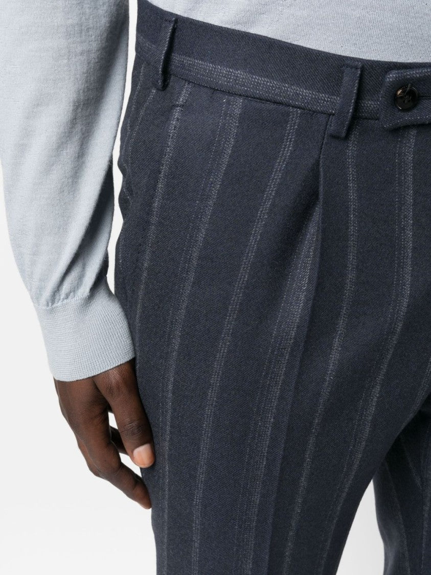 Gabriele Pasini Double-Breasted Navy Pinstripe Blazer And Slim Trousers Suit