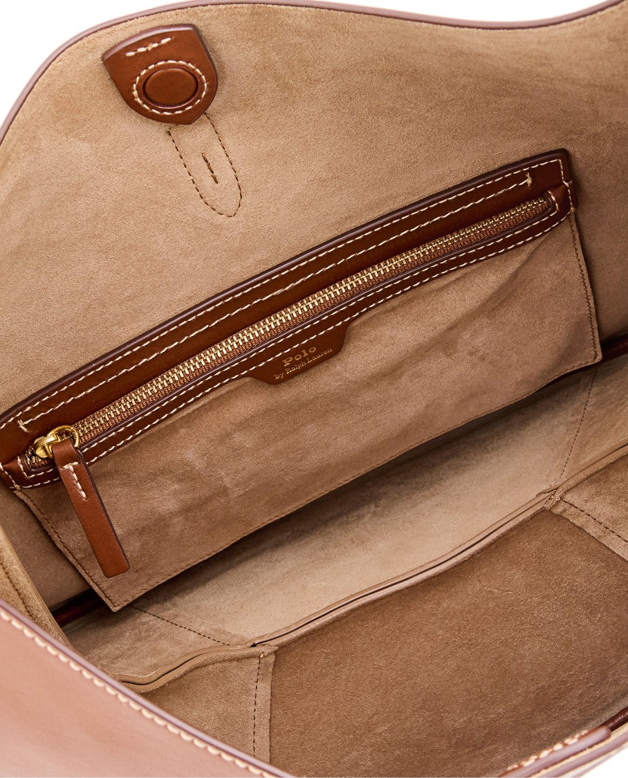 Polo Ralph Lauren Brown Leather Large Hobo Bag
