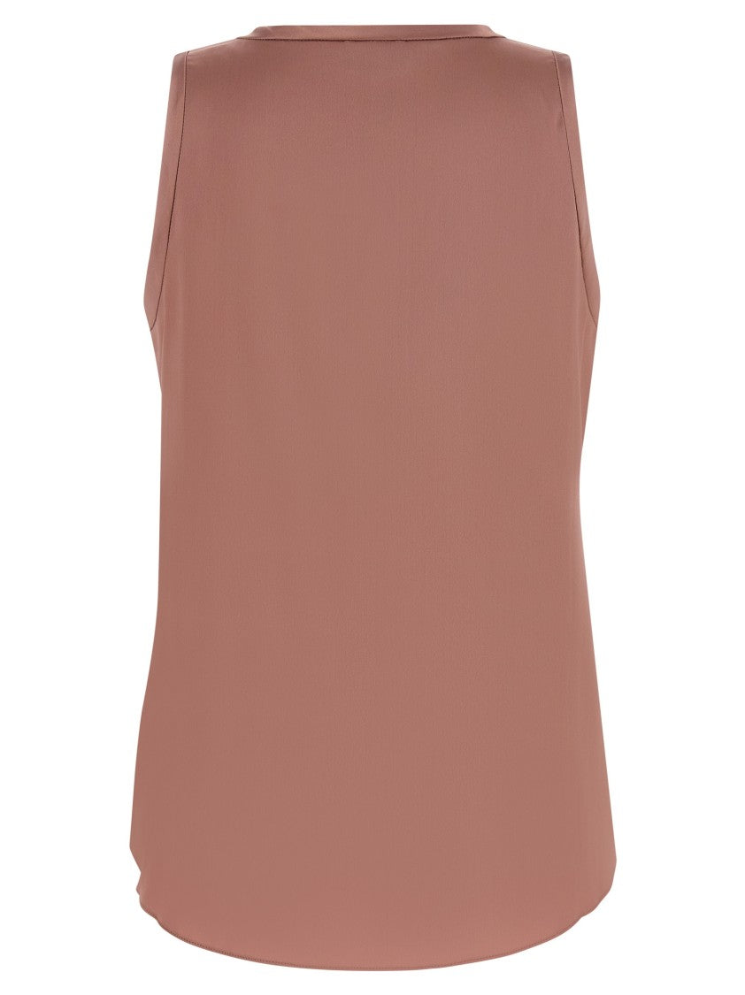 Brunello Cucinelli Stretch Silk Satin Top With Flared Silhouette