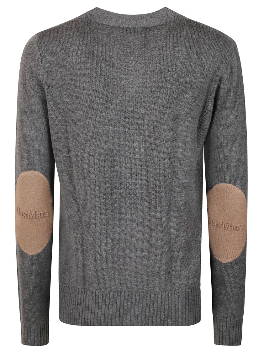 Max Mara Grey Knit Cardigan With V-Neckline