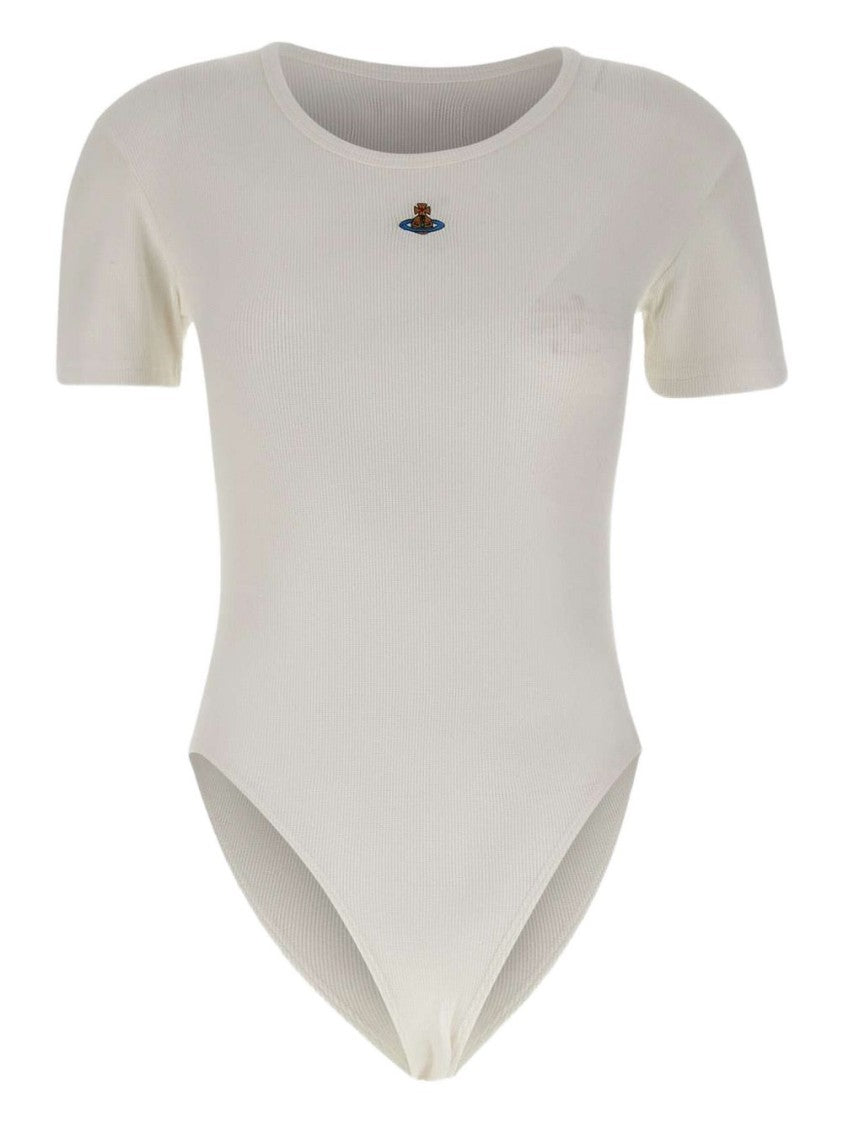 Vivienne Westwood Off-White Ribbed Button Orb Short Top