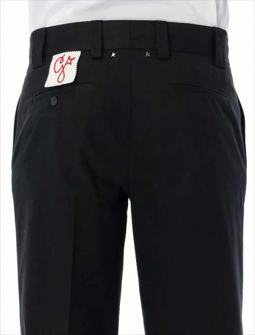 Golden Goose Tailored Straight Black Pants With Cuffed Hems