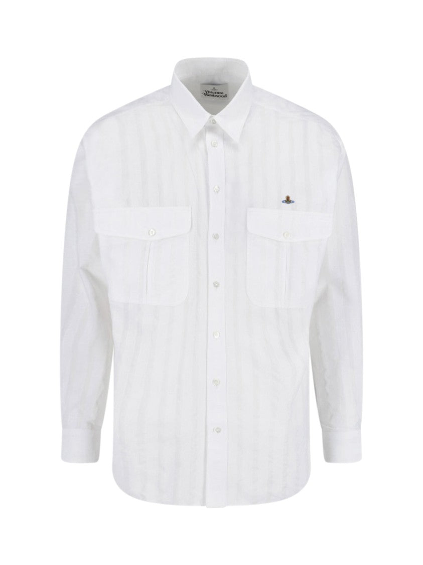 Vivienne Westwood White Achilles Striped Cotton Shirt