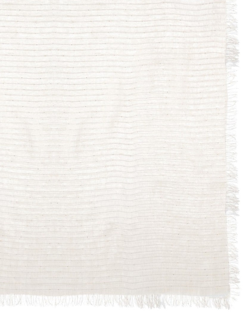Fabiana Filippi Striped Linen Blend Fringed Stole