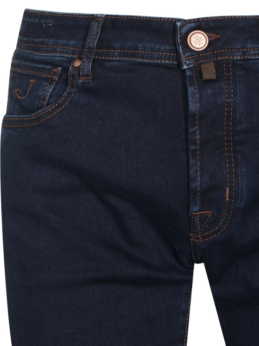Jacob Cohen Dark Indigo Denim Slim-Fit Jeans With Logo Patch