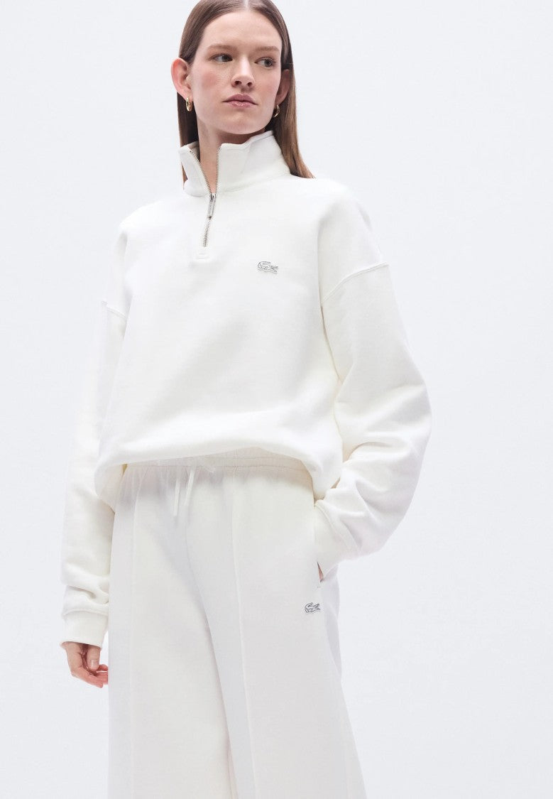 Lacoste White Wide-Leg Jersey Sweatpants