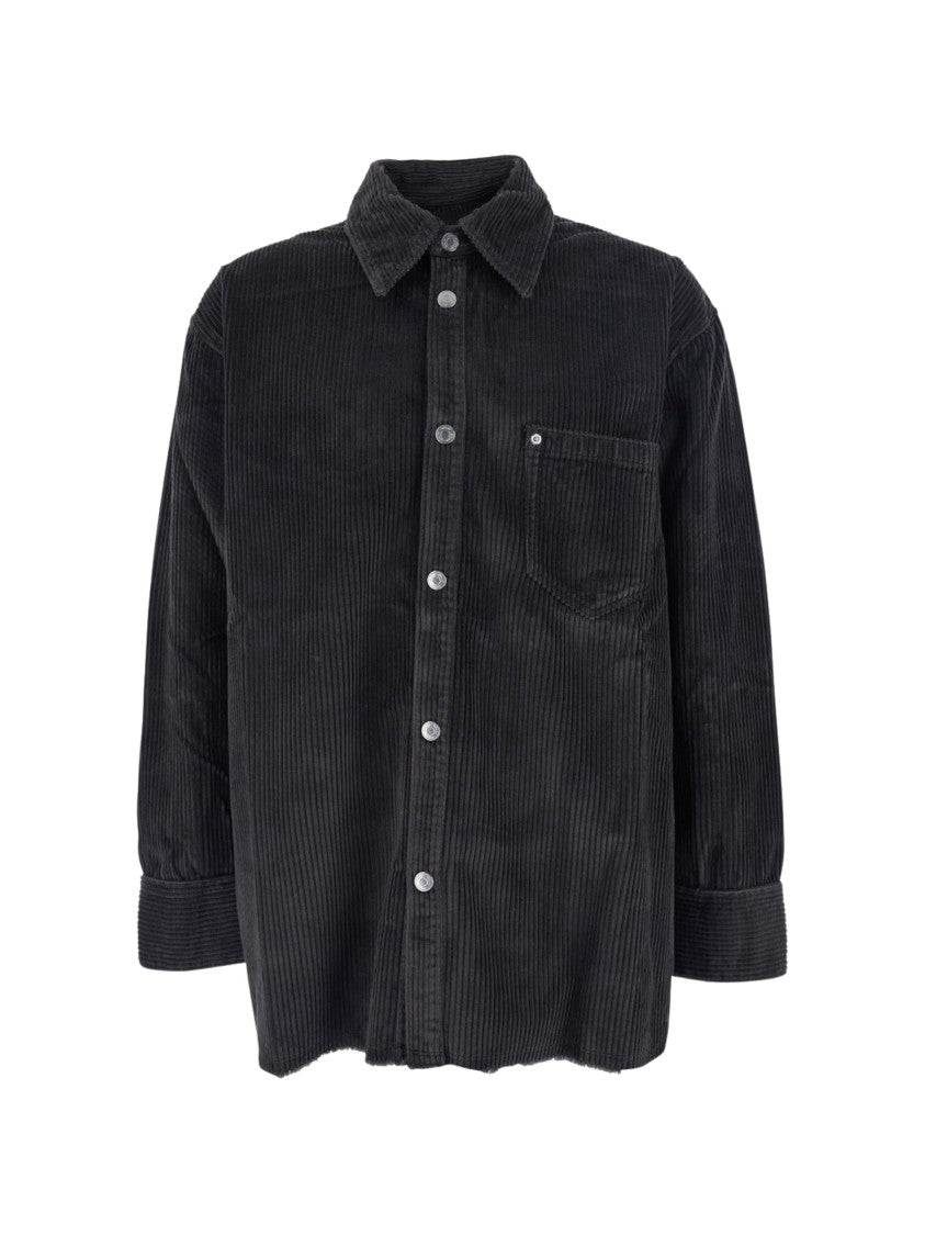 Ami Paris Black Snap Button Corduroy Shirt