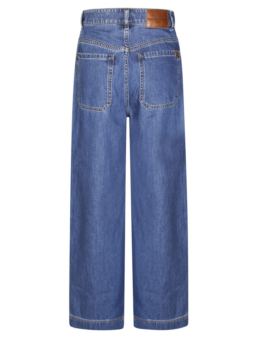 Max Mara Wide-Leg Medium Wash Jeans With Classic Five-Pocket Design
