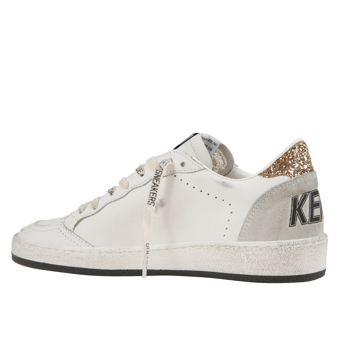 Golden Goose Worn-Effect Leather Sneakers With Glitter Accents