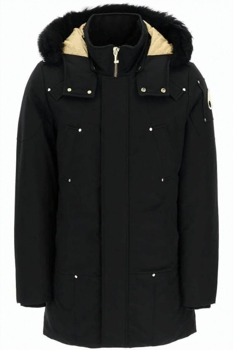 Moose Knuckles Black Padded Jacket With Beige Quilted Lining