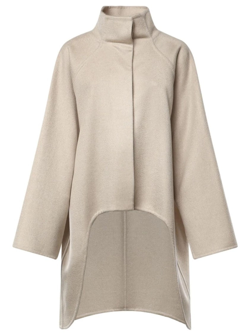 Alaïa Beige Asymmetrical High Collar Coat