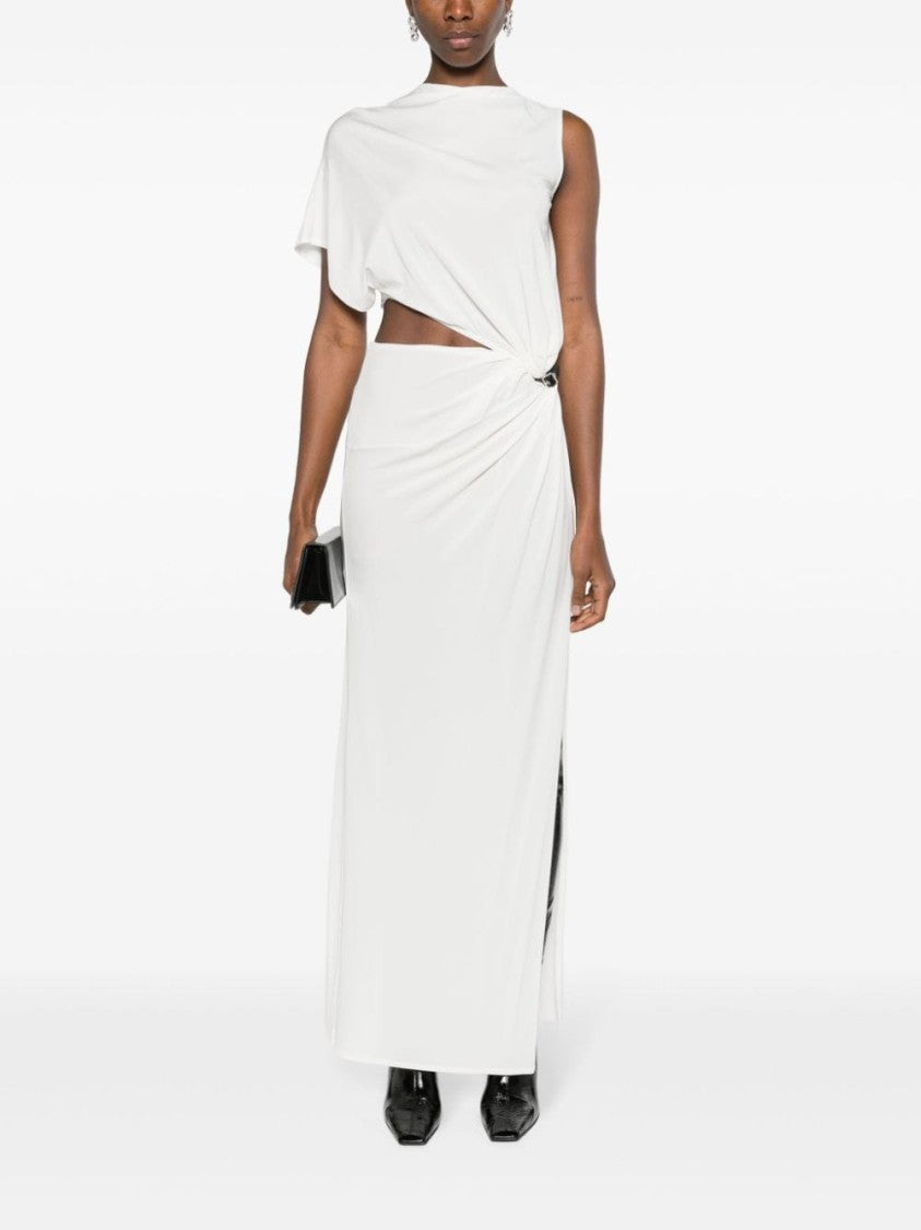 Courrèges Heritage White Stretch-Jersey Crepe Asymmetric Dress