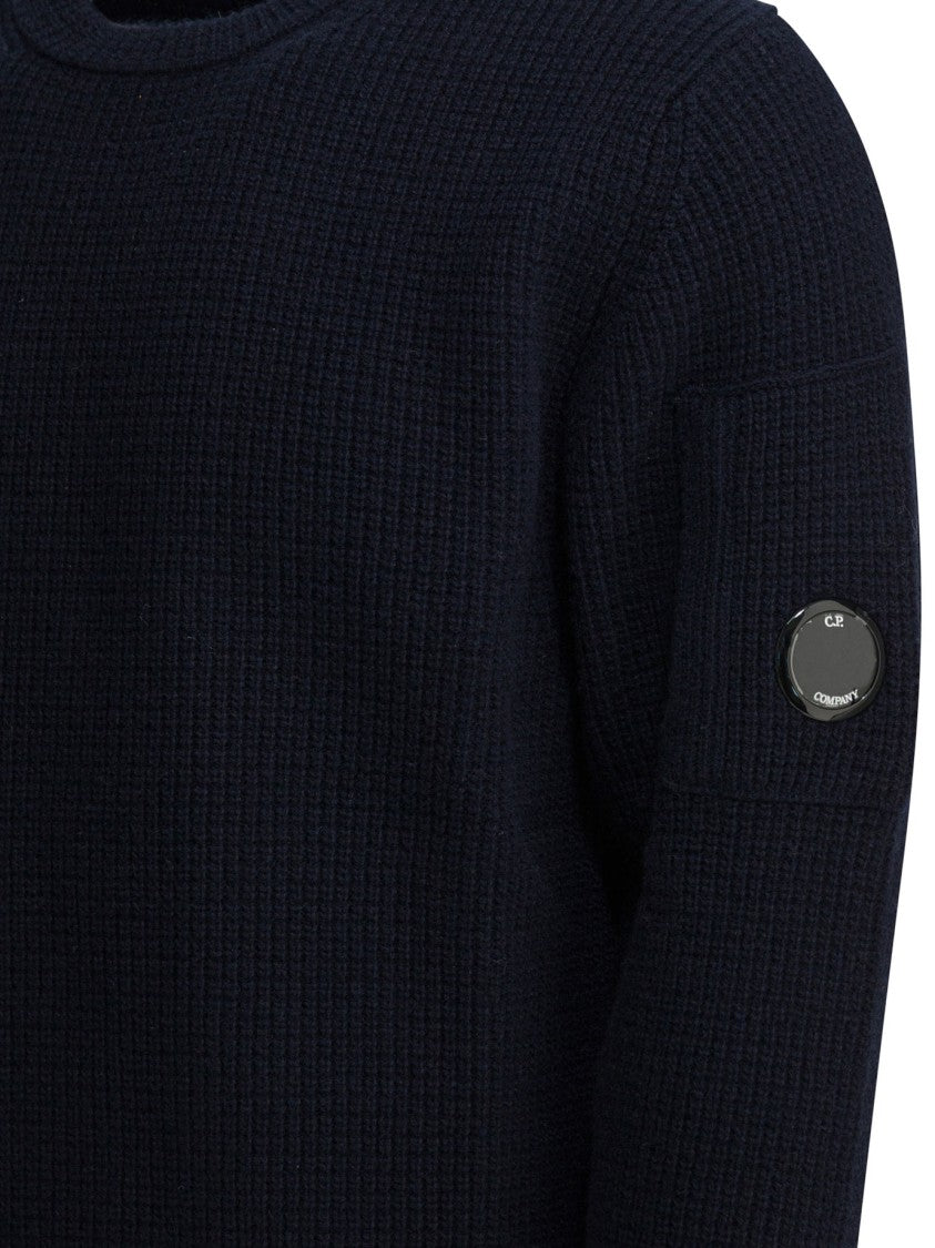 C.P. Company Textured Knit Wool-Polyamide Sweater With Logo Patch