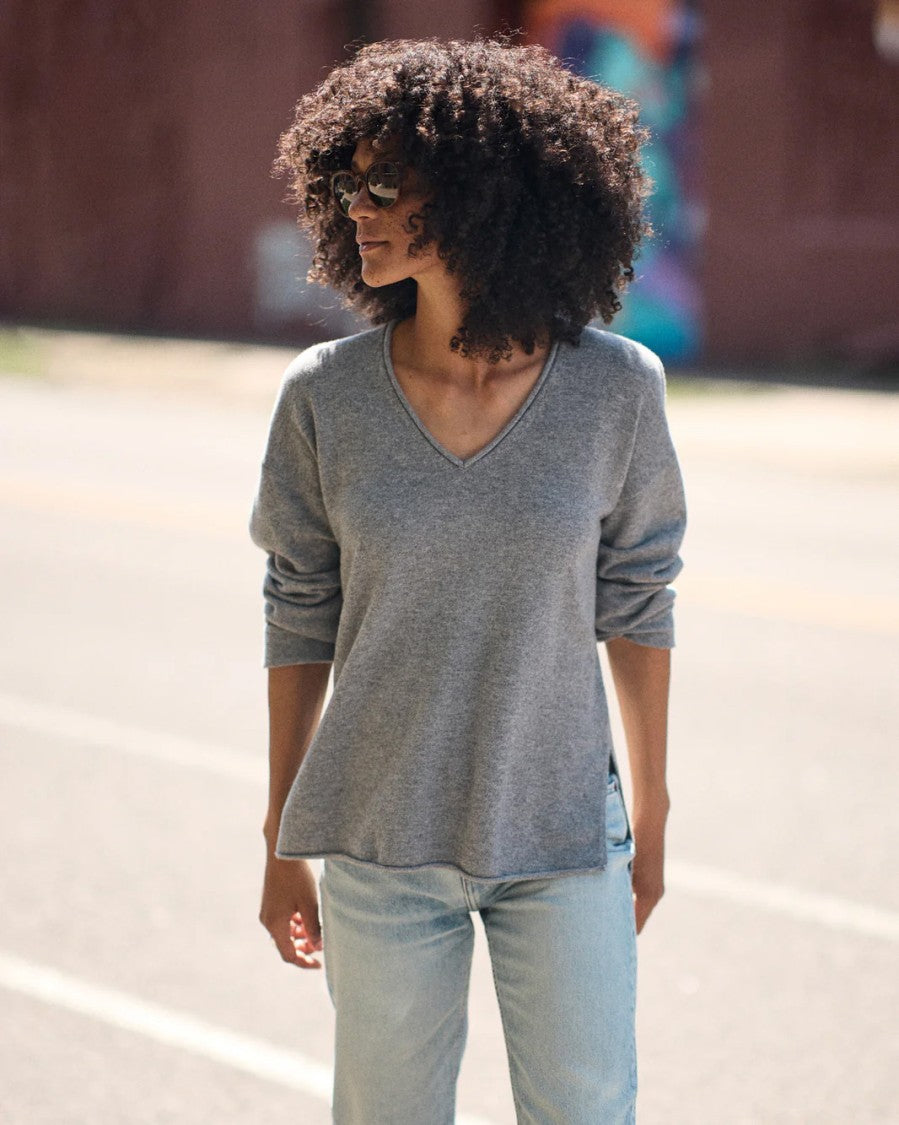 Outerknown Relaxed V-Neck Sweater With Drop Shoulders