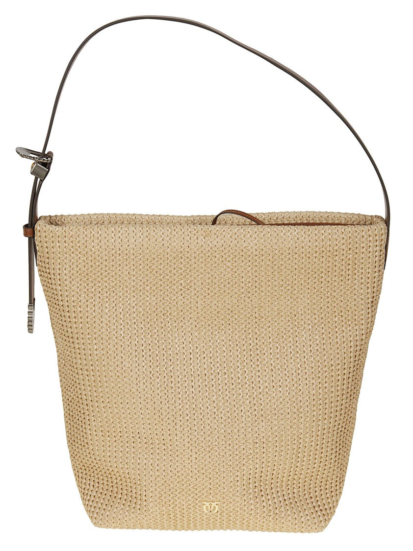 Pinko Big Bucket Woven Texture Bucket Bag