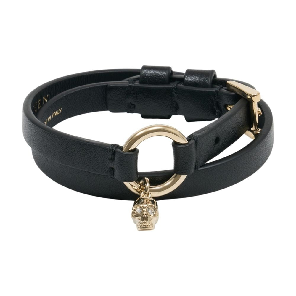 Alexander Mcqueen Skull Ring Double Wrap Leather Belt