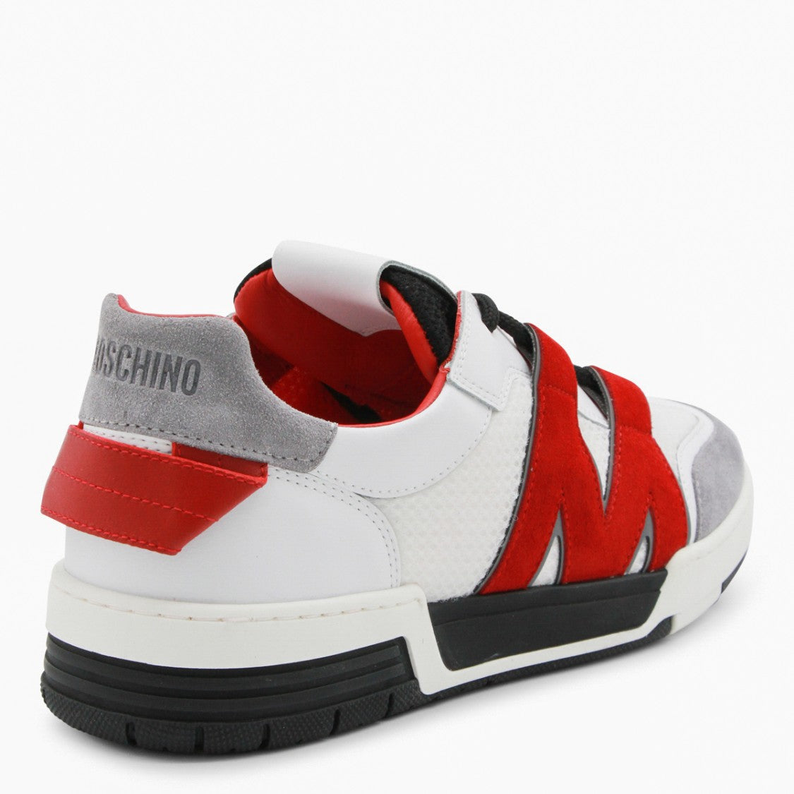 Moschino Bold Red Suede Overlay Sneakers