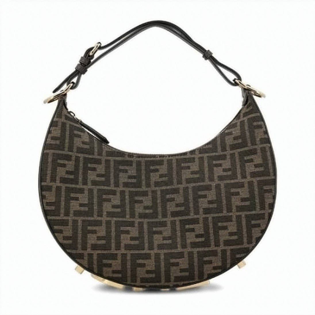 Fendi Small Crescent-Shaped Hobo Bag With Geometric Pattern