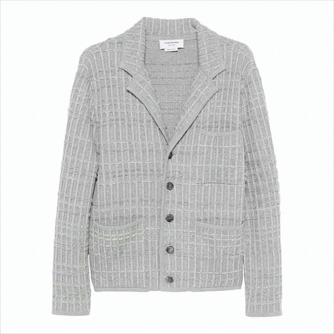 Thom Browne Textured Knit Cardigan With Structured Collar