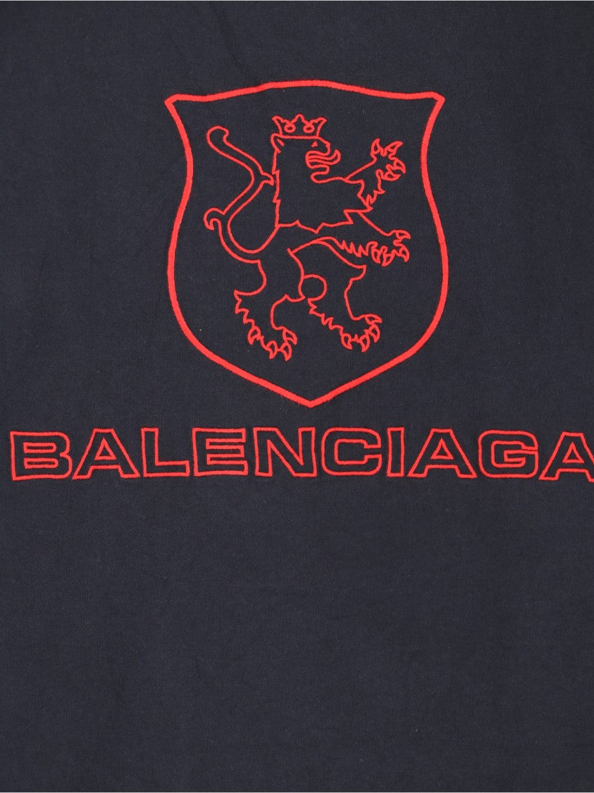 Balenciaga Oversized Blue T-Shirt With Lion Club Embroidery