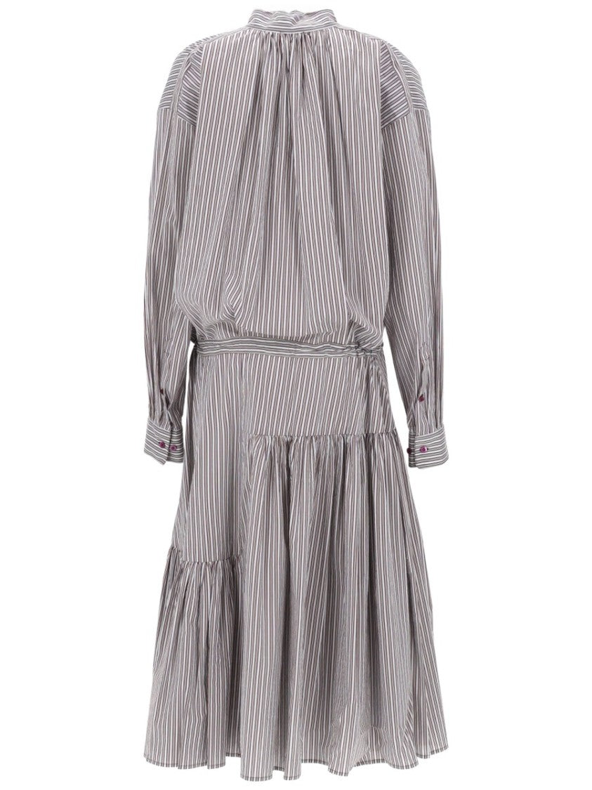 Dries Van Noten Denvo Vertical Stripes Tiered Dress