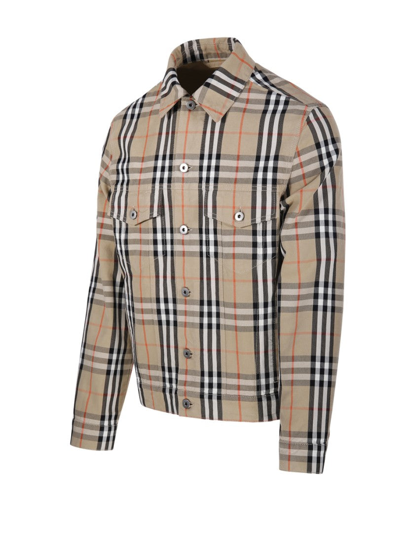 Burberry Tailored Cotton Jacket With Classic Plaid Pattern