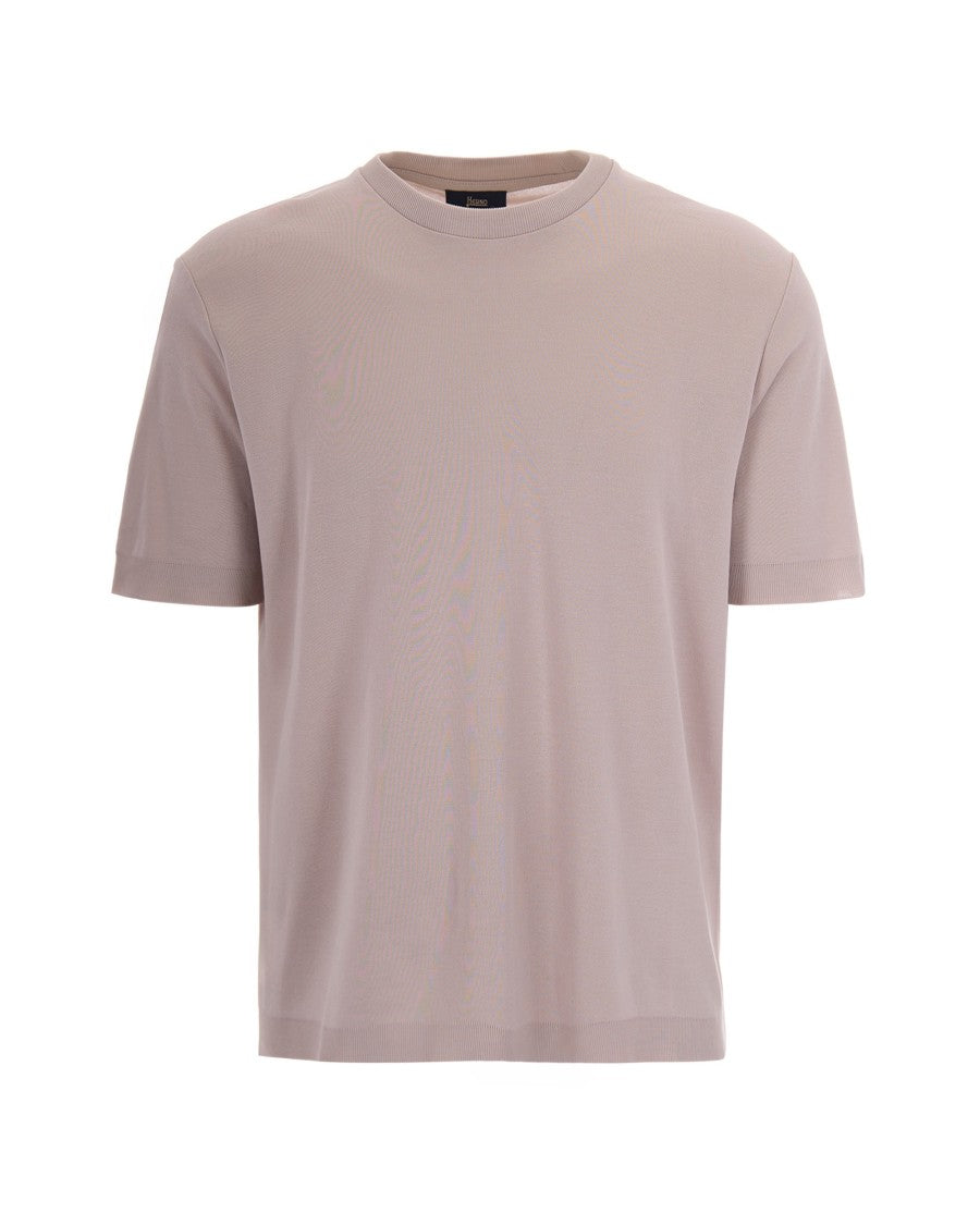 Herno Pearl Gray Knit Effect T-Shirt
