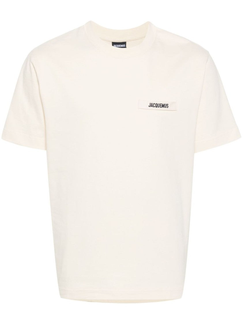 Jacquemus Relaxed Fit White T-Shirt With Subtle Logo Patch
