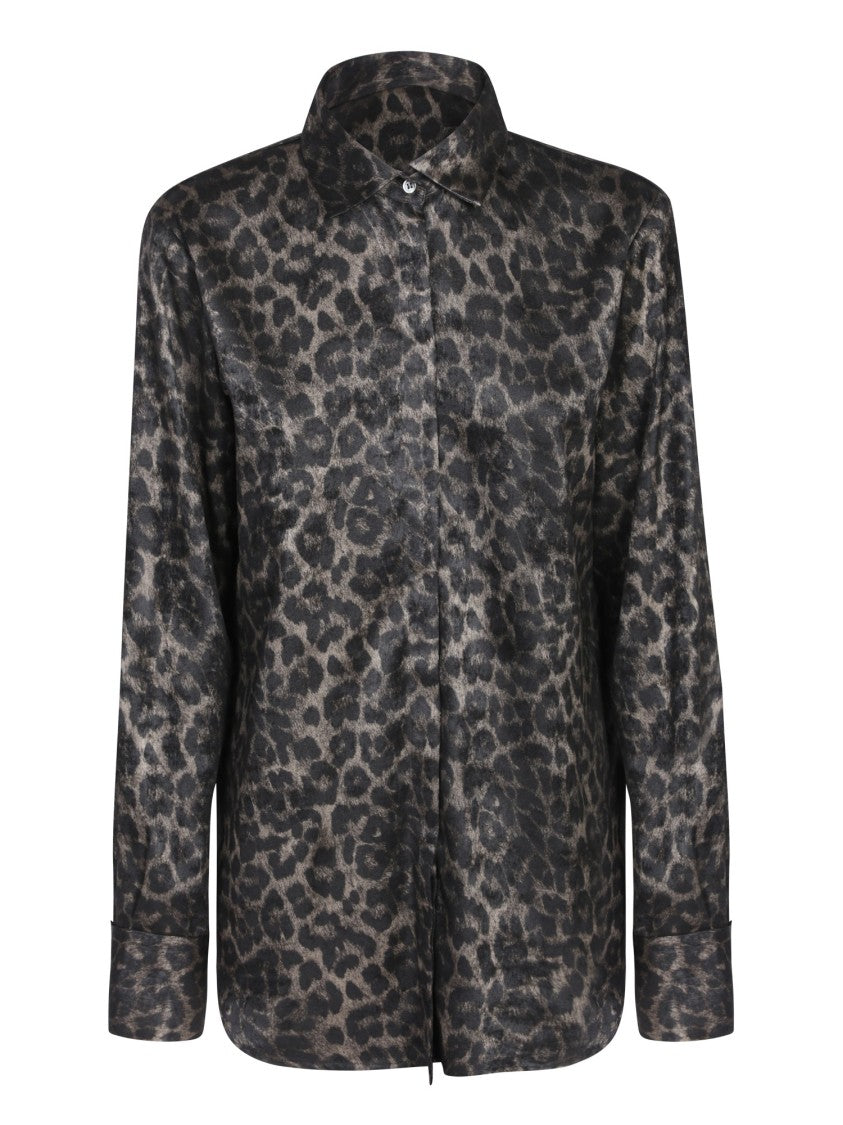Blanca Vita Buttoned Cuffs Animal Pront Shirts