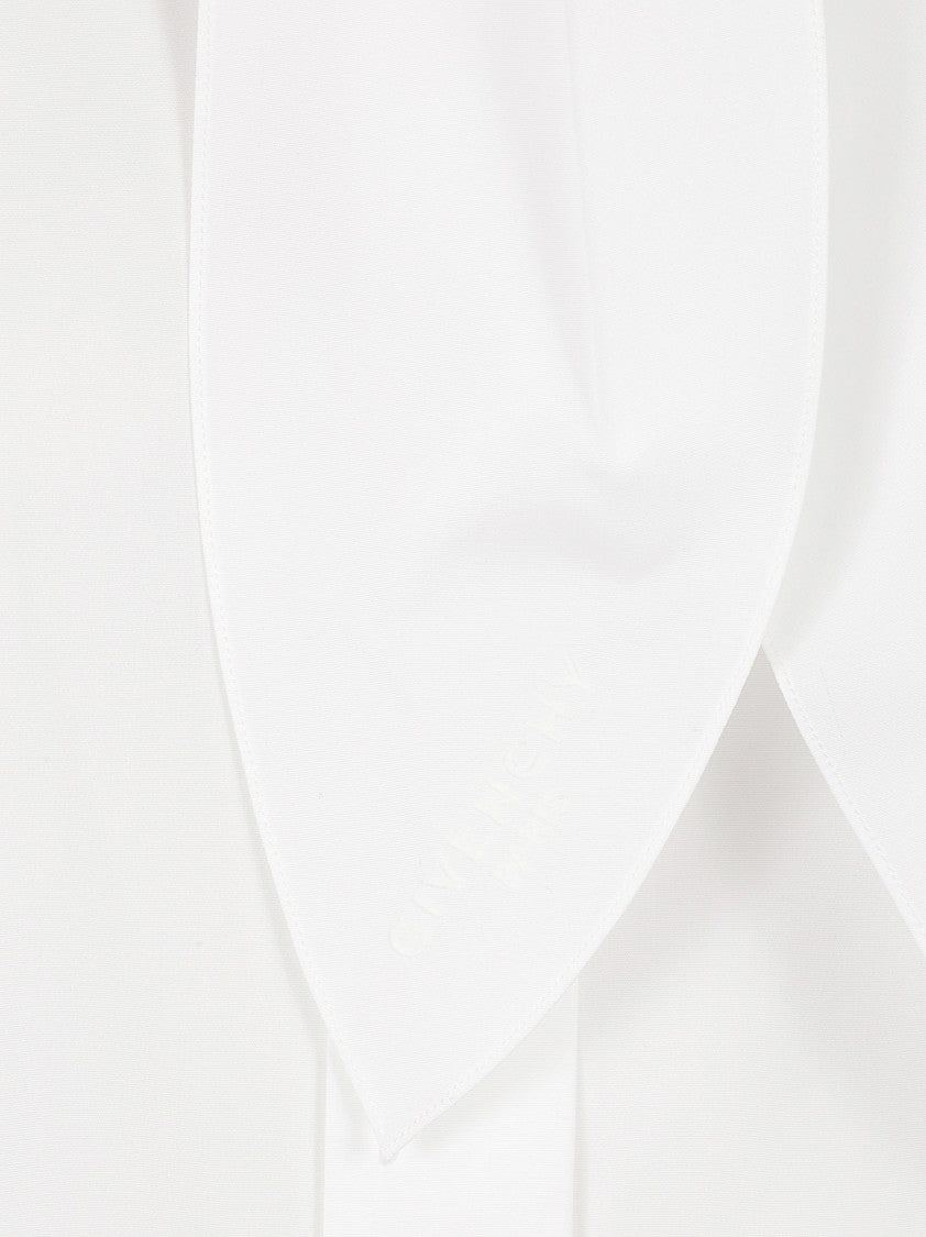 Givenchy Long-Sleeve White Shirt With High Neckline And Bow Detail