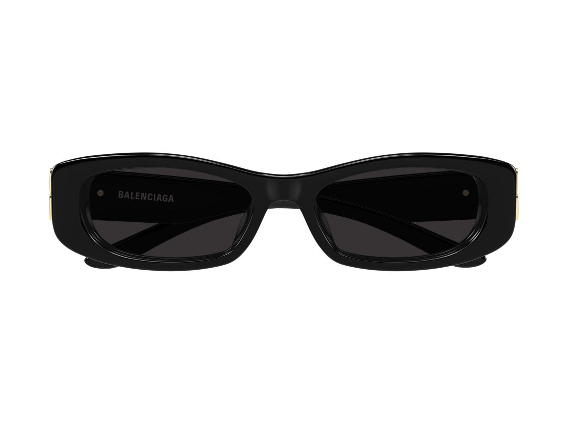 Balenciaga Bb0505s Black Gold Logo Acetate Rectangular Sunglasses