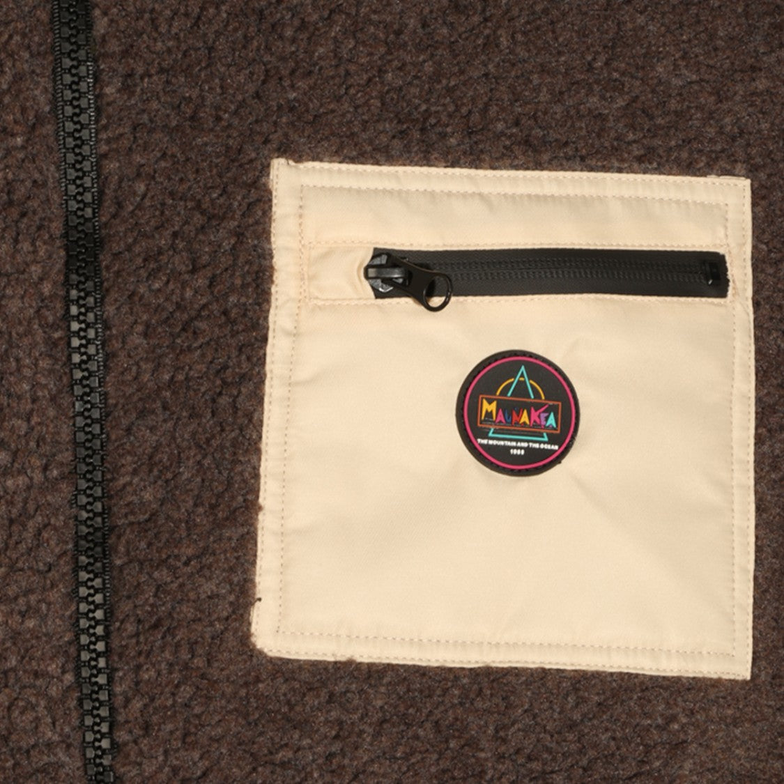 Maunakea Dark Brown Cream Sleeve Fleece Jacket