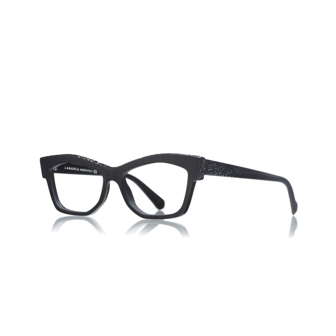 Lamarca Black Ceselli 169 Acetate Rectangular Eyeglasses