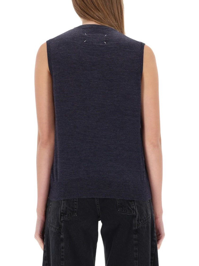 Maison Margiela V-Neck Ribbed Wool Vest