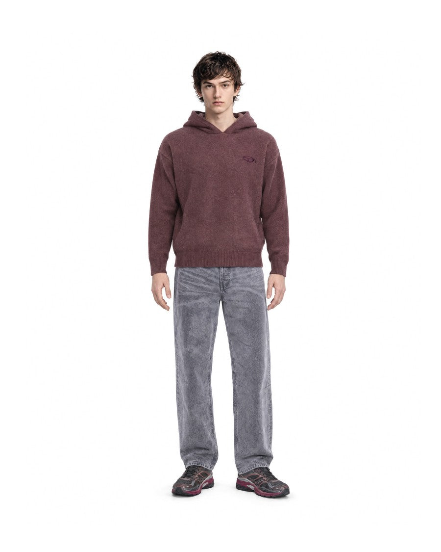 Diesel Pickled Bordeaux Relaxed-Fit Knit Hoodie