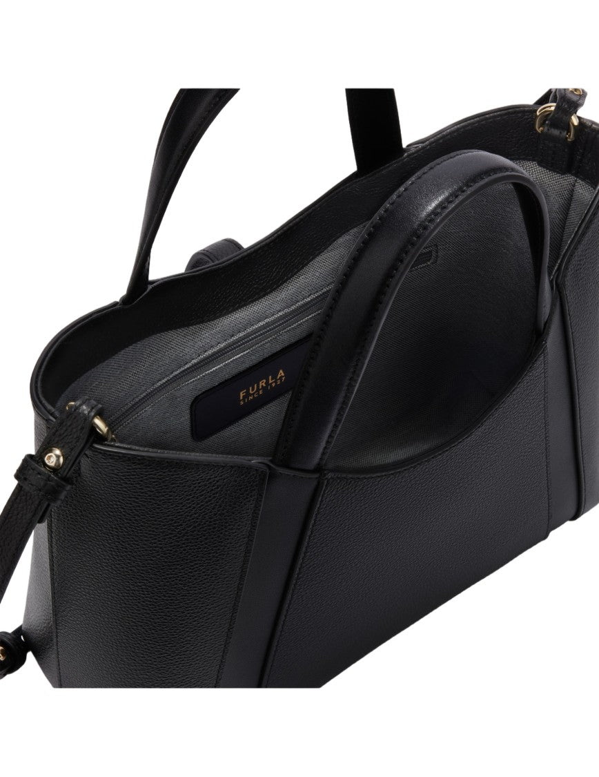 Furla Goccia S Leather Tote Handbag, Black