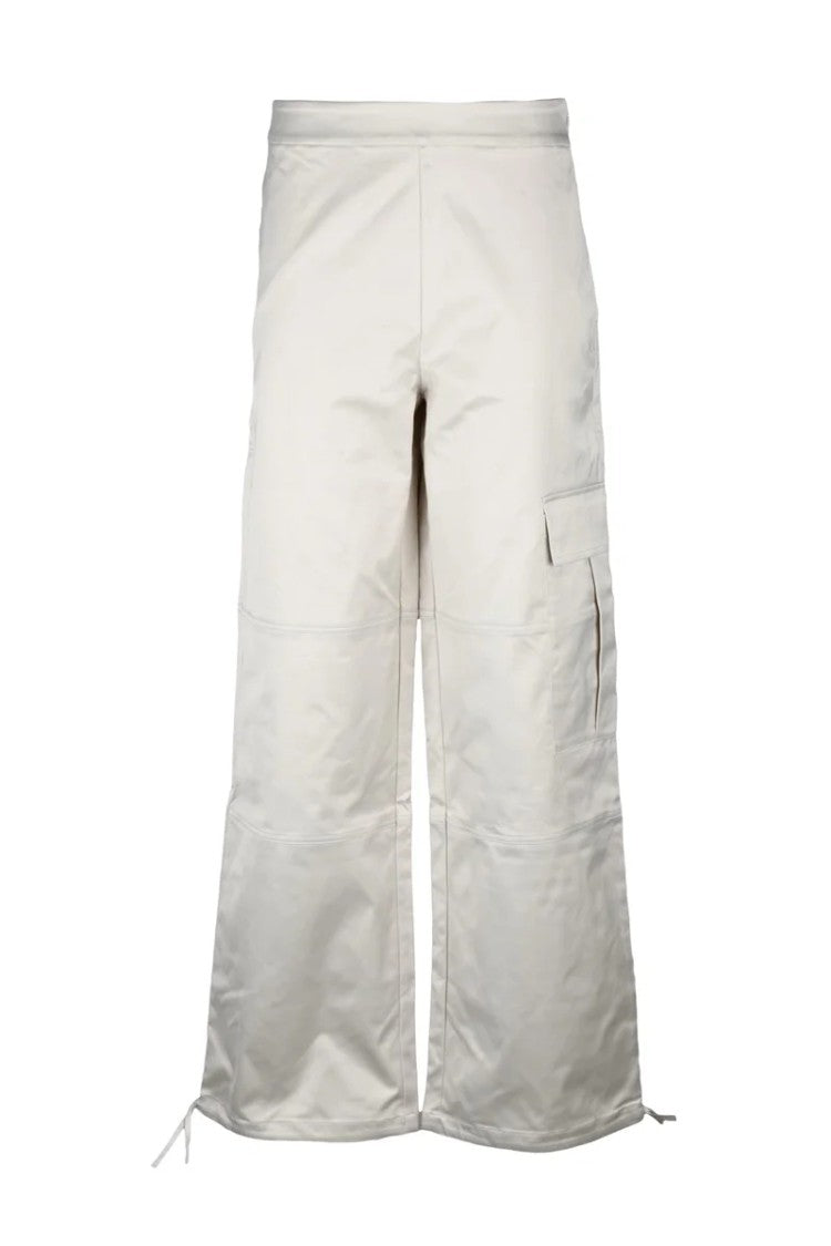 Calvin Klein Jeans Cropped Beige Wide-Leg Trousers With Cargo Pocket And Drawstring Finish